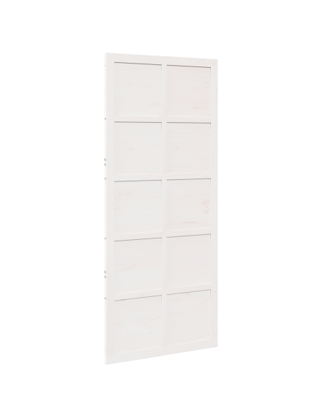 Porta del fienile Bianco 90 x 2,5 x 208 cm Pino massello