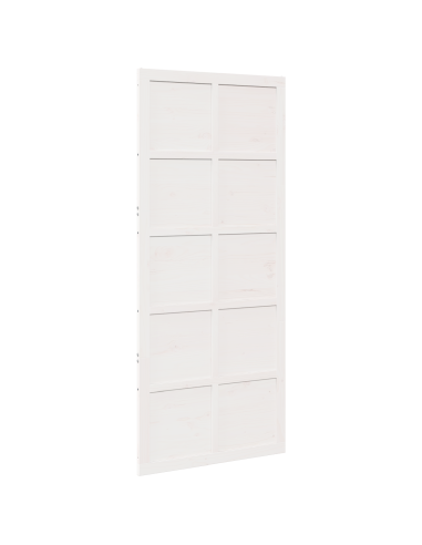 Porta del fienile Bianco 80 x 2,5 x 208 cm Pino massello