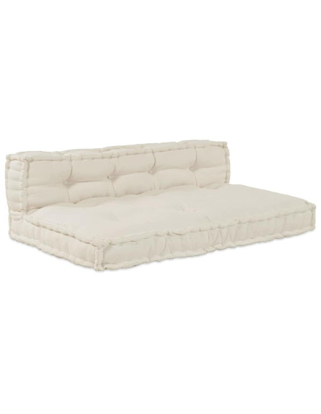 Cuscino per Divano Pallet 2 pcs Crema Tessuto