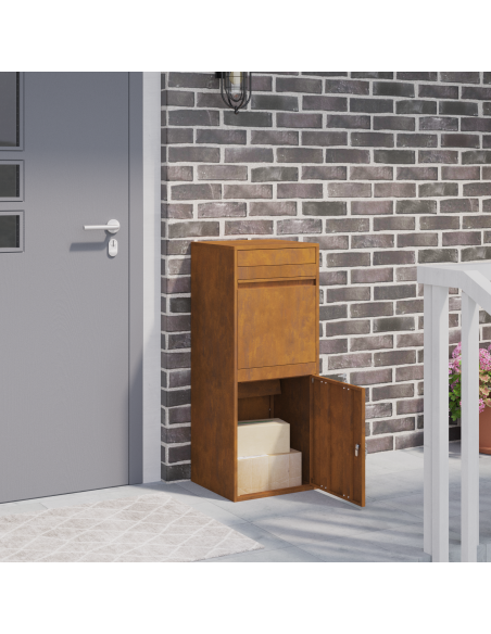 Cassetta per pacchi Ruggine 41 x 38 x 103 cm acciaio corten