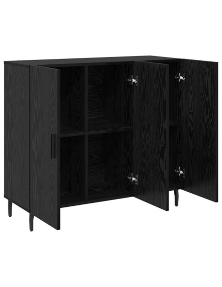 Credenza Rovere Nero 90 x 34 x 80 cm Legno multistrato