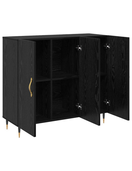 Credenza Rovere Nero 90 x 34 x 80 cm Legno multistrato