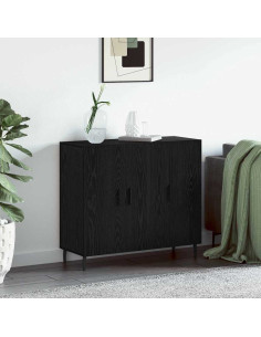 Credenza Rovere Nero 90 x 34 x 80 cm Legno multistrato 2