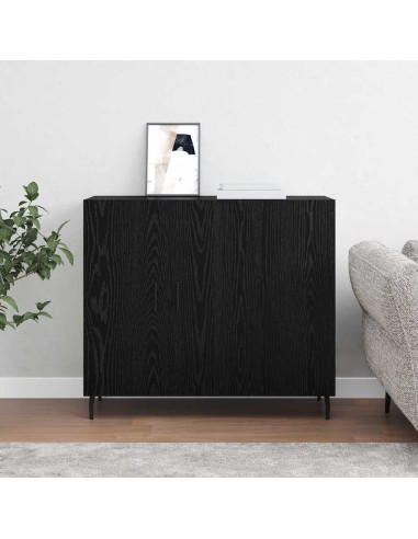 Credenza Rovere Nero 90 x 34 x 80 cm Legno multistrato