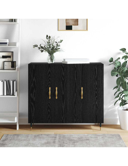 Credenza Rovere Nero 90 x 34 x 80 cm Legno multistrato