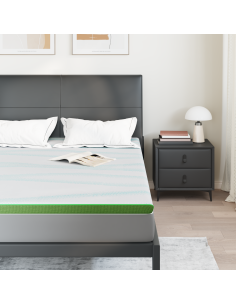 Topper per materasso Bianco e Verde 140 x 190 cm