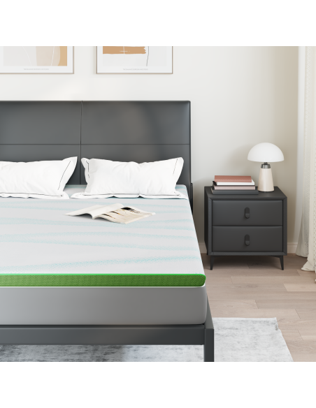 Topper per materasso Bianco e Verde 140 x 190 cm