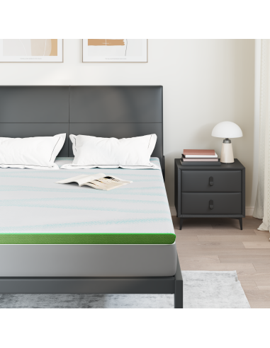 Topper per materasso Bianco e Verde 140 x 200 cm