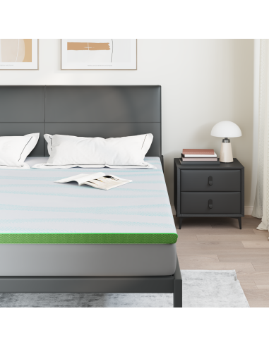 Topper per materasso Bianco e Verde 180 x 200 cm