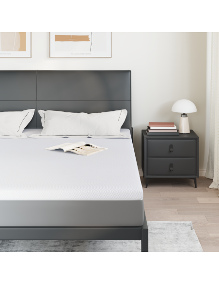 Topper per materasso Bianco 200 x 200 x 5 cm Tessuto Jacquard