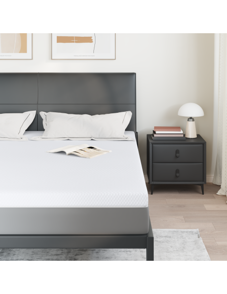 Topper per materasso Bianco 200 x 200 cm Tessuto Jacquard