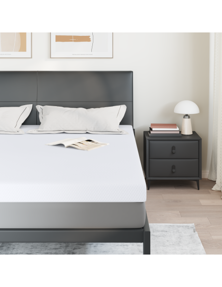 Topper per materasso Bianco 200 x 200 cm Tessuto Jacquard