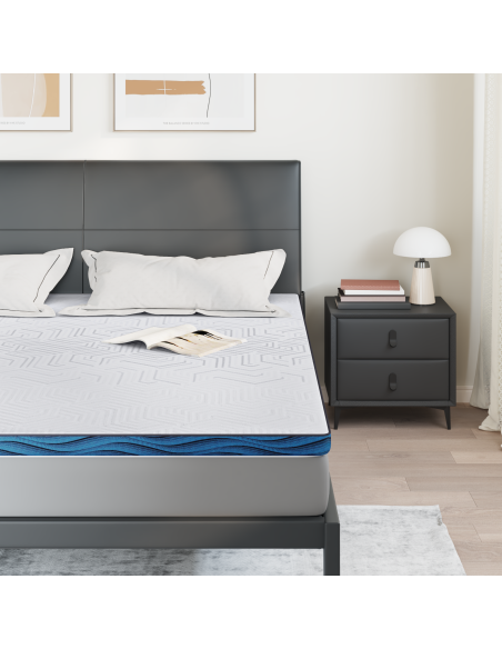 Topper per materasso Bianco 180 x 200 cm Tessuto Jacquard