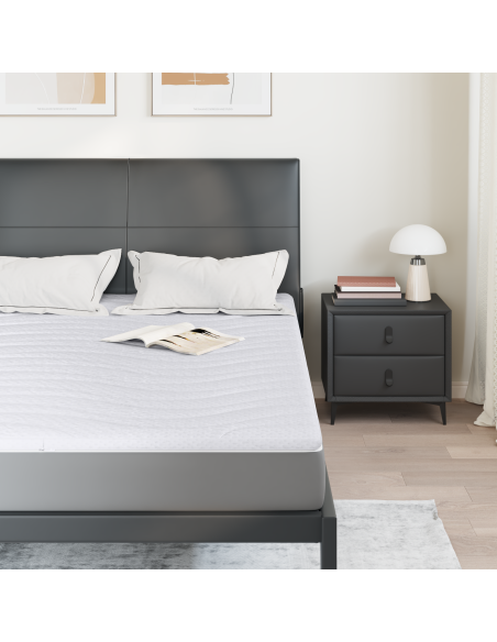 Topper per materasso Bianco 140 x 190 cm Tessuto a maglia