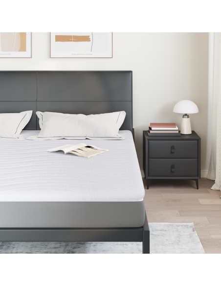 Topper per materasso Bianco 180 x 200 cm Tessuto a maglia