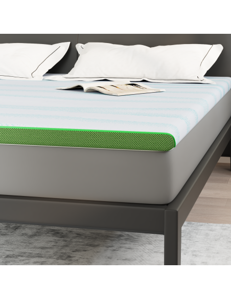 Topper per materasso Bianco e Verde 200 x 200 cm