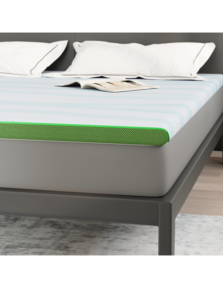 Topper per materasso Bianco e Verde 200 x 200 cm