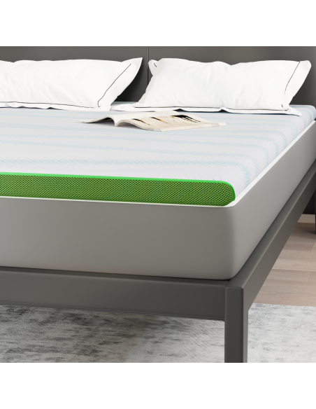 Topper per materasso Bianco e Verde 140 x 200 cm