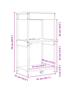 Armadio da Notte con lo scaffale Rovere Marrone 41 x 31 x 76 cm