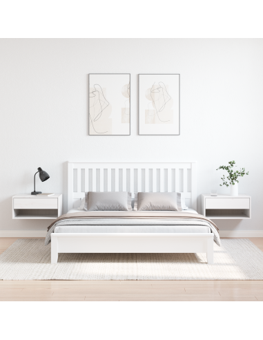 Comodino 2 pcs Bianco 50 x 32,5 x 24 cm Legno di pino massello