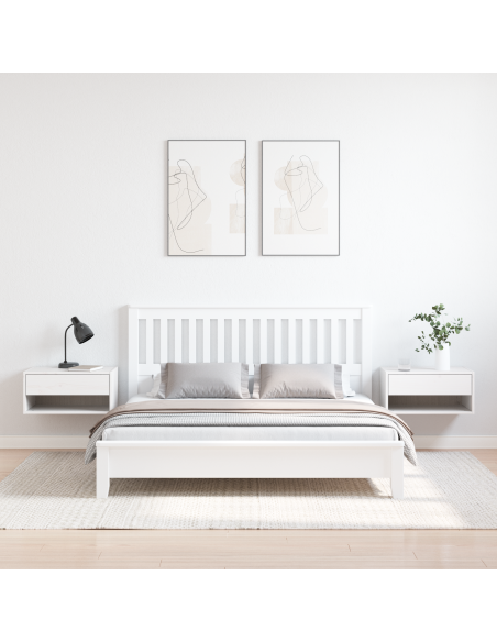 Comodino da Parete con cassetto 2 pcs Bianco 50 x 32.5 x 24 cm