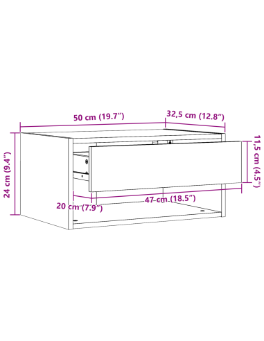 Comodino con cassetto Marrone cerato 50 x 32,5 x 24 cm