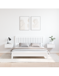 Comodino 2 pcs Bianco 37 x 35 x 18,5 cm Legno di pino massello