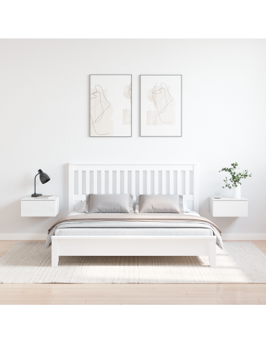 Comodino 2 pcs Bianco 37 x 35 x 18,5 cm Legno di pino massello