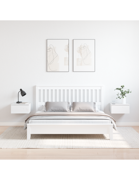 Comodino da Parete con cassetto 2 pcs Bianco 37 x 35 x 18.5 cm