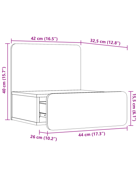 Comodino da Parete 2 pcs Cera marrone 44 x 32.5 x 40 cm