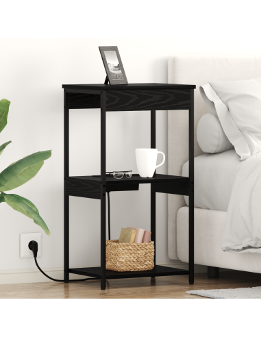 Armadio da Notte Rovere Nero 41 x 31 x 76 cm Legno multistrato