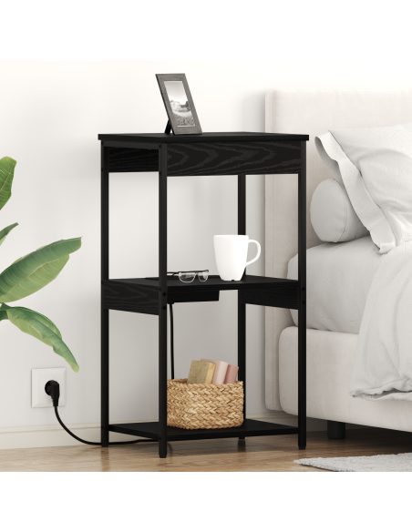 Armadio da Notte Rovere Nero 41 x 31 x 76 cm Legno multistrato