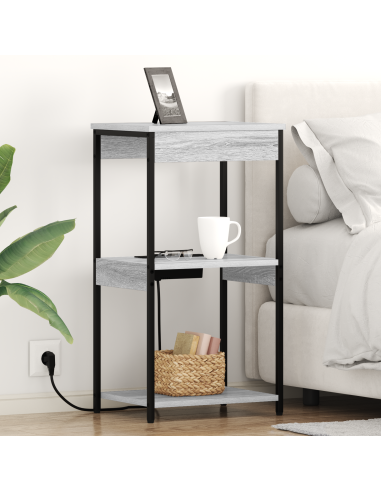 Armadio da Notte con lo scaffale Grigio Sonoma 41 x 31 x 76 cm