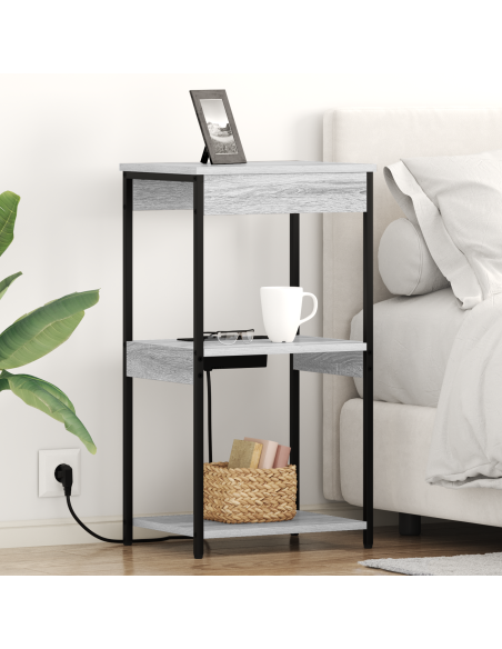 Armadio da Notte con lo scaffale Grigio Sonoma 41 x 31 x 76 cm