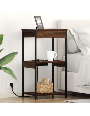 Armadio da Notte con lo scaffale Rovere Marrone 41 x 31 x 76 cm