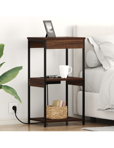 Armadio da Notte con lo scaffale Rovere Marrone 41 x 31 x 76 cm