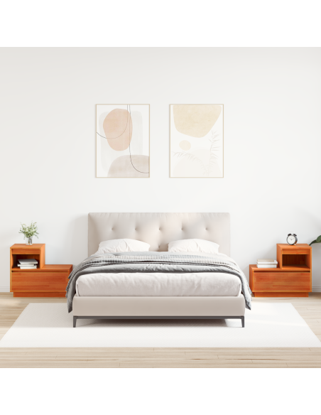 Armadio da Notte 2 pcs Cera marrone 60 x 34 x 51 cm