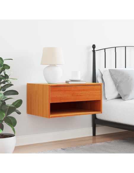 Comodino da Parete con cassetto Cera marrone 50 x 32.5 x 24 cm