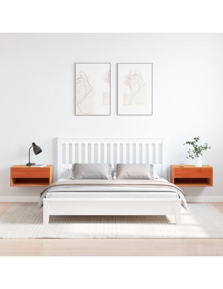 Comodino da Parete 2 pcs Cera marrone 50 x 32.5 x 24 cm
