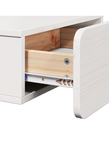 Comodino Bianco 44 x 32,5 x 40 cm Legno di pino massello