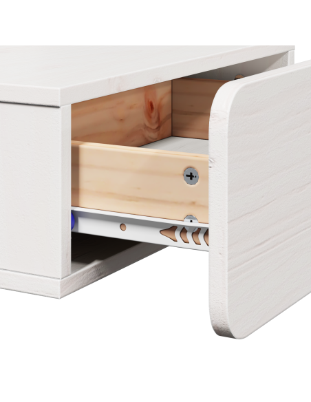 Comodino Bianco 44 x 32,5 x 40 cm Legno di pino massello