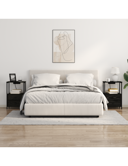 Comò con stazione di ricarica con cassetto 2 pcs Rovere nero