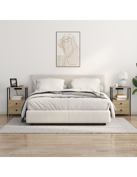 Comò con stazione di ricarica con cassetto 2 pcs rovere sonoma