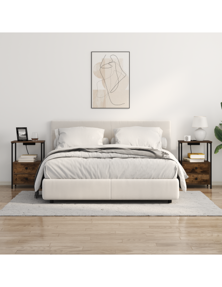 Comò con stazione di ricarica con cassetto 2 pcs Rovere fumo