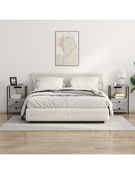 Comò con stazione di ricarica con cassetto 2 pcs Grigio sonoma