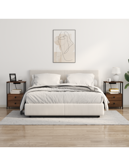 Comò con stazione di ricarica con cassetto 2 pcs Rovere marrone