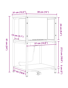 Armadio da Notte Rovere Nero 38 x 31 x 61 cm Legno multistrato