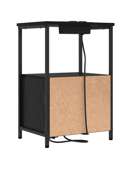 Comò con stazione di ricarica con cassetto 2 pcs Rovere nero