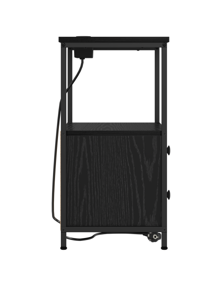 Comò con stazione di ricarica con cassetto 2 pcs Rovere nero