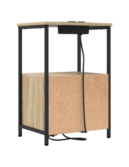 Comò con stazione di ricarica con cassetto 2 pcs rovere sonoma